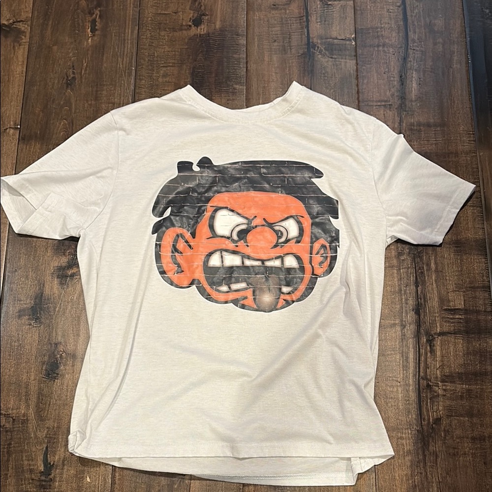 White T-Shirt with Cartoon Graphic